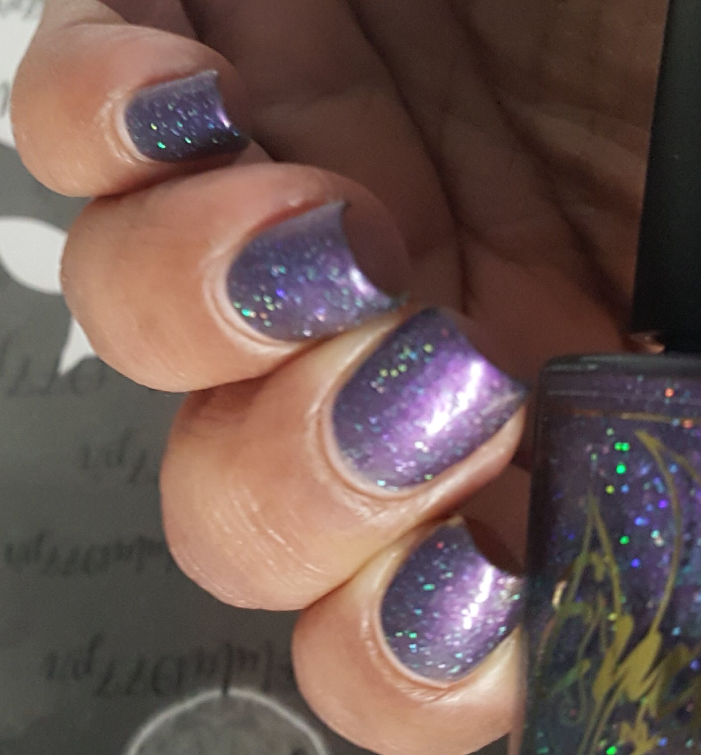 shorter nails still look amazing with coats of Broken Ankle glitter and holographic flakes