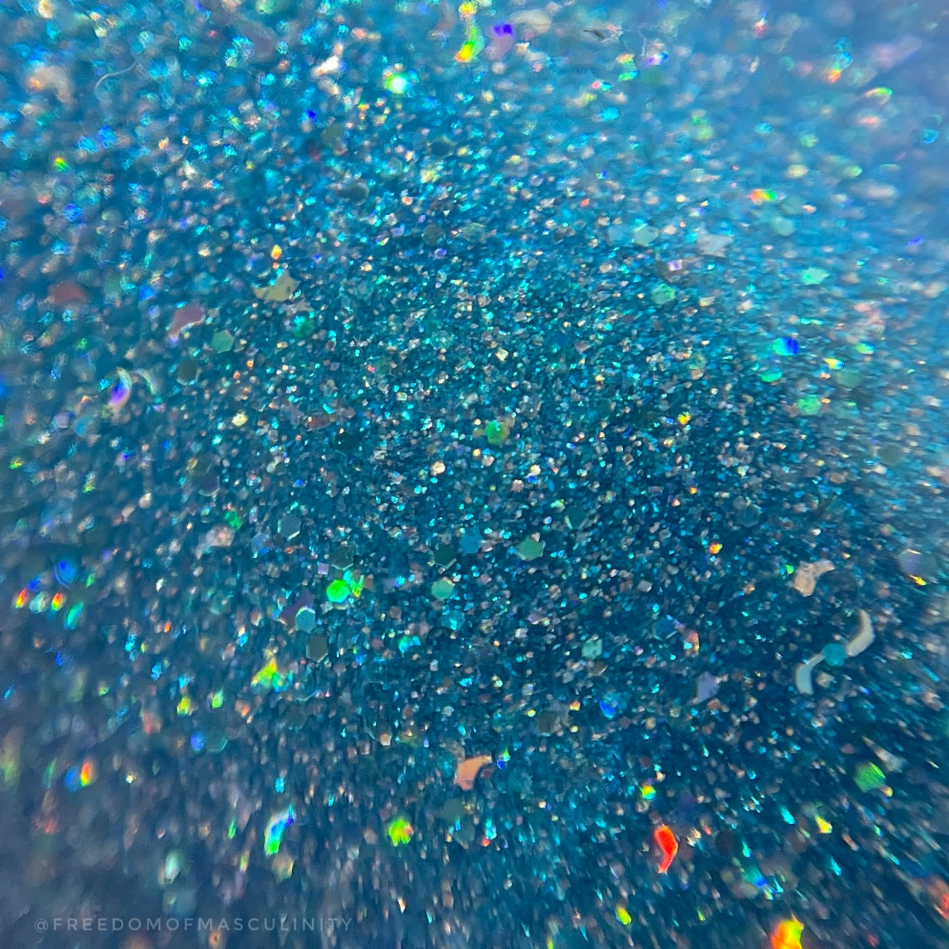 look below surface of Hold My Beer to see holographic flakes mixed with glitter 