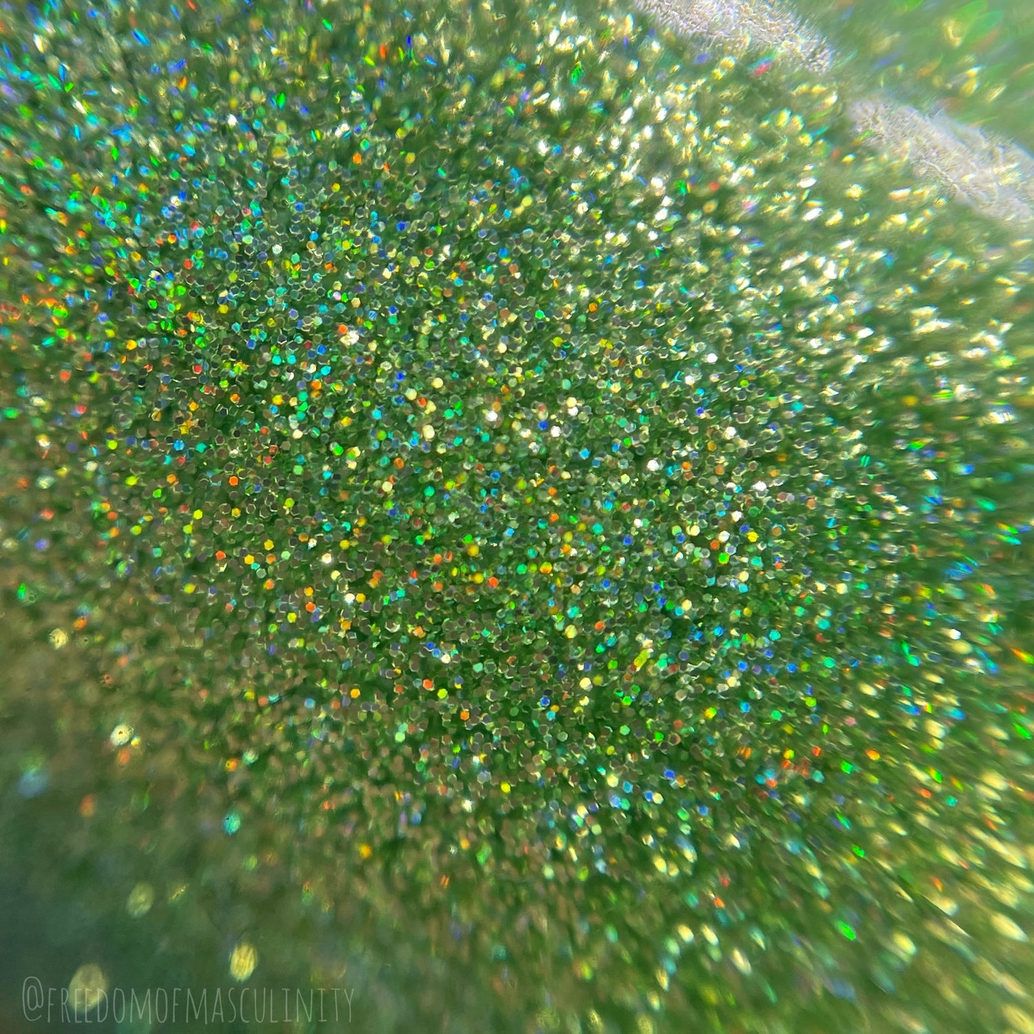 close  up view of Crowd Surfing showing holographic shimmer